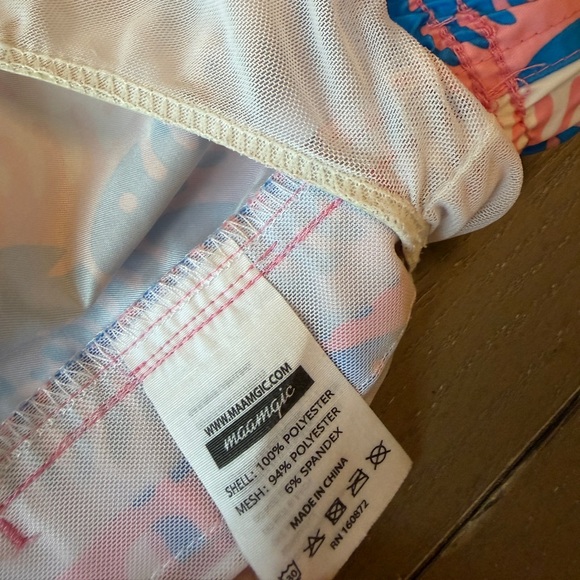 Maamgic Toddler Boys’ Pink & Blue Fish Bones “Shortie” UPF Swim Shorts • Size 2T - Picture 9 of 12